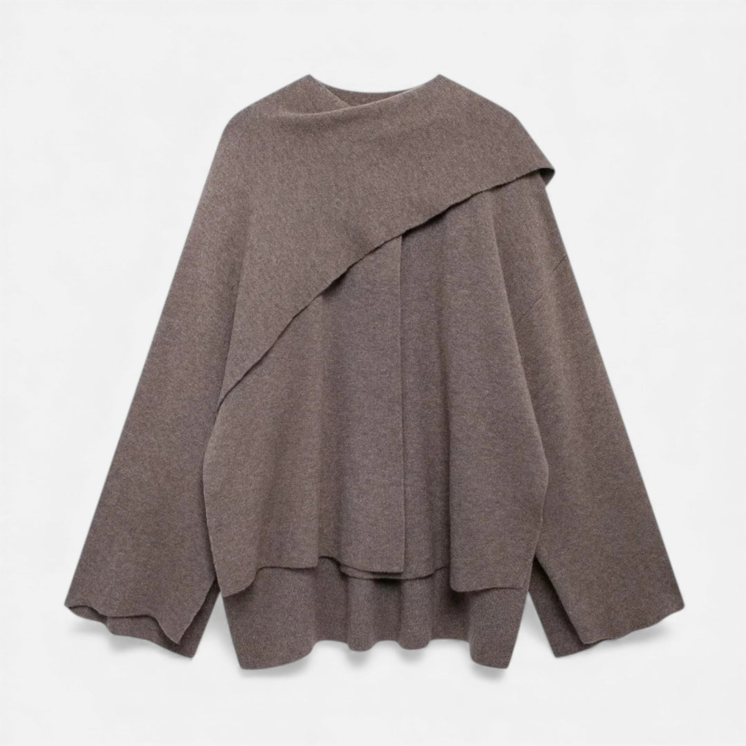 Charles Maison | Women’s Elegant Wool-Feel Poncho Cardigan
