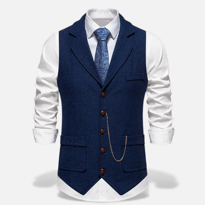 Charles Maison | Men’s Vintage Tweed Suit Vest with Lapel Chain