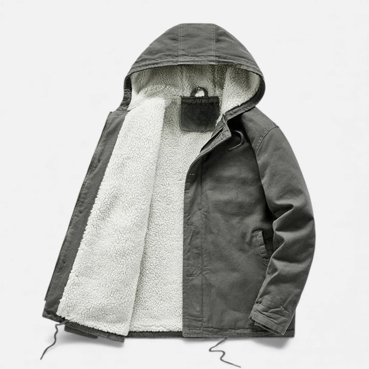 Charles Maison | Men’s Lamb Fleece Hooded Winter Coat