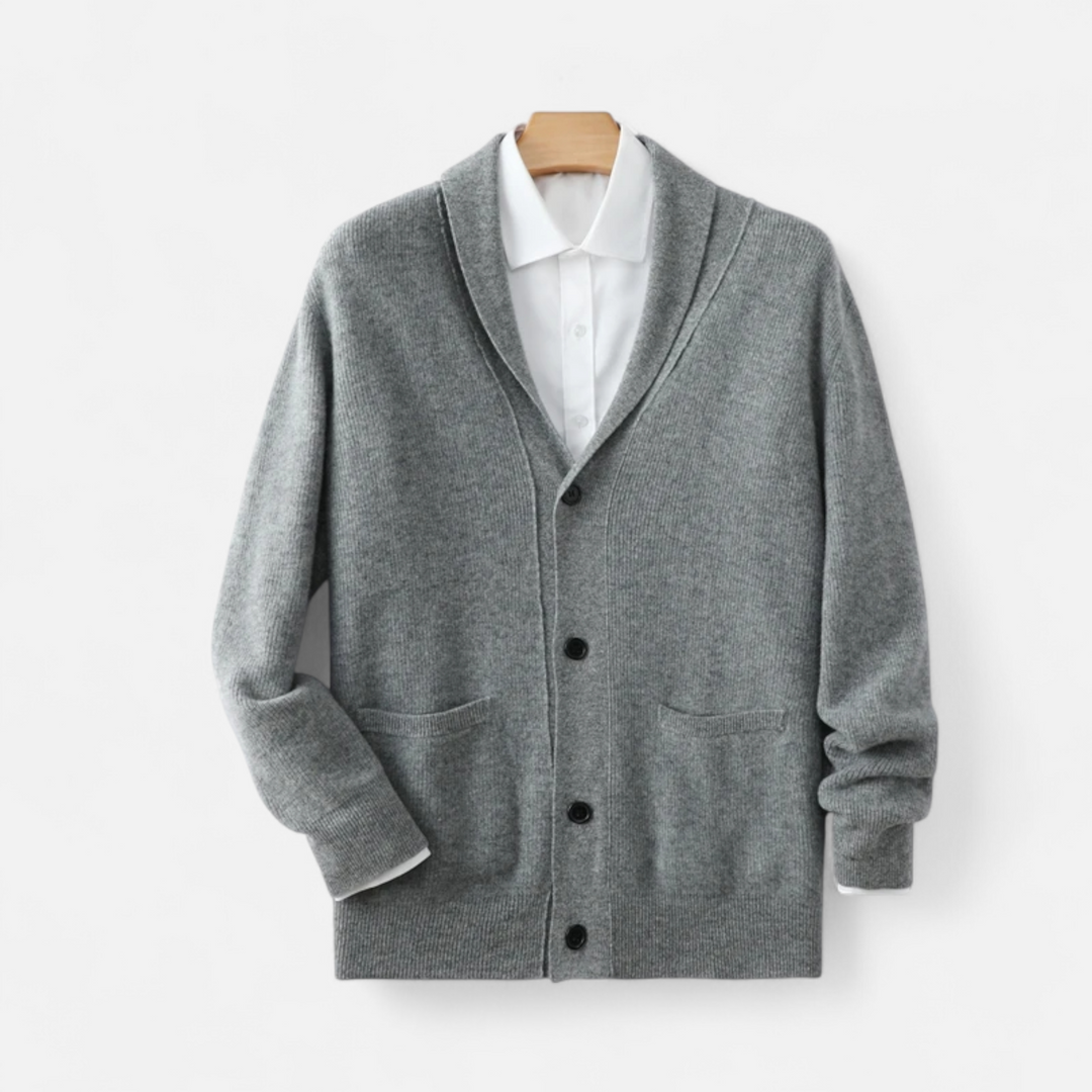 Charles Maison | Men’s Merino Wool Suit-Collar Cardigan
