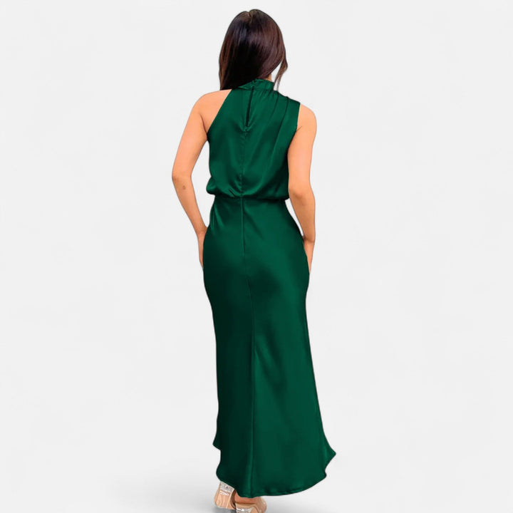 Charles Maison | Women’s Satin Sleeveless Long Dress – Fluid Drape, Timeless Elegance