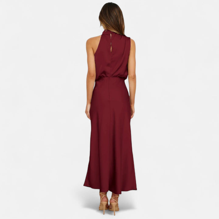 Charles Maison | Women’s Satin Sleeveless Long Dress – Fluid Drape, Timeless Elegance
