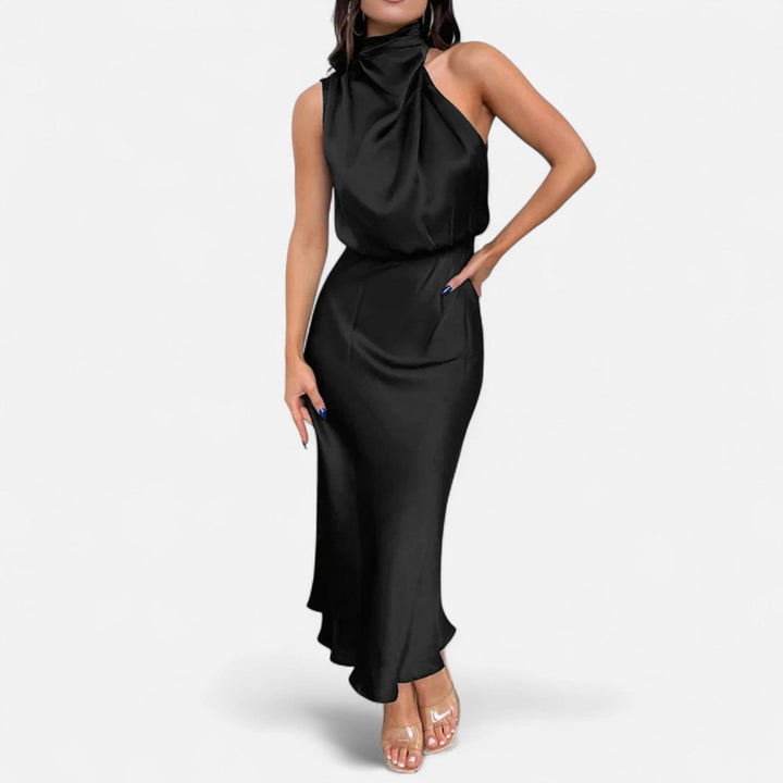 Charles Maison | Women’s Satin Sleeveless Long Dress – Fluid Drape, Timeless Elegance