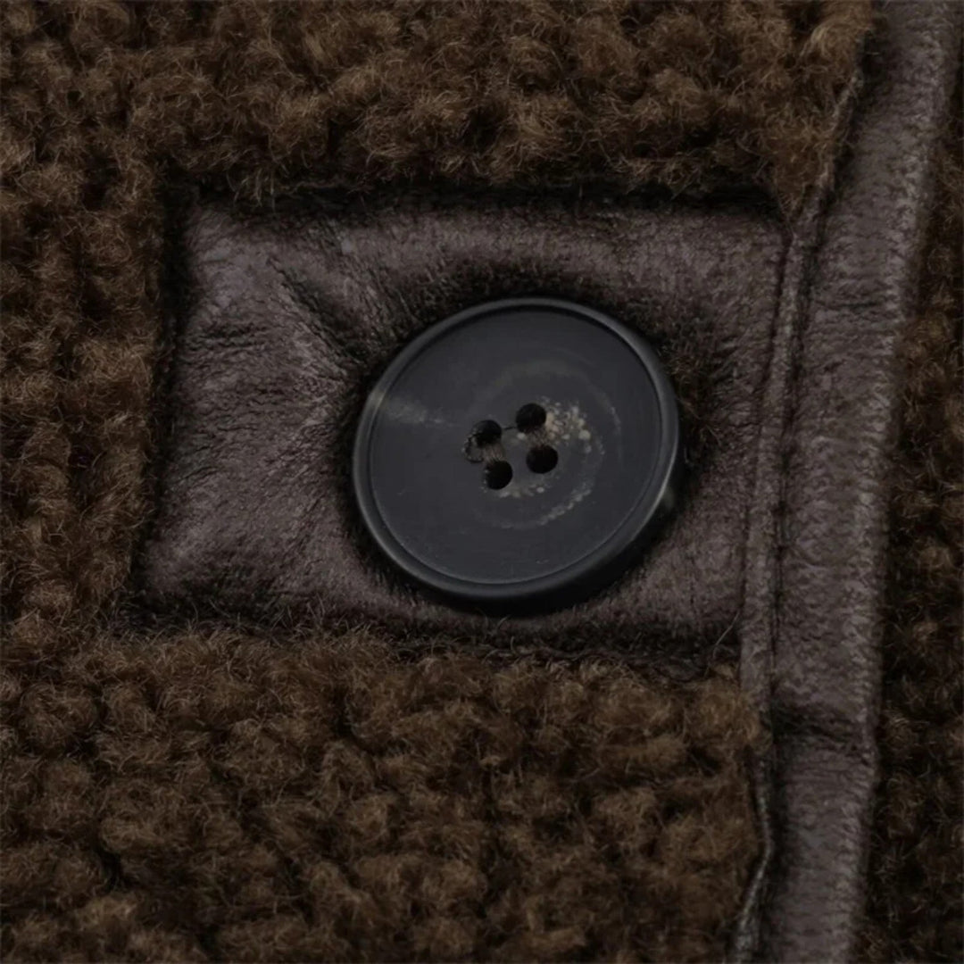 Charles Maison | Women’s Reversible Brown Teddy Jacket with Turn-Down Collar