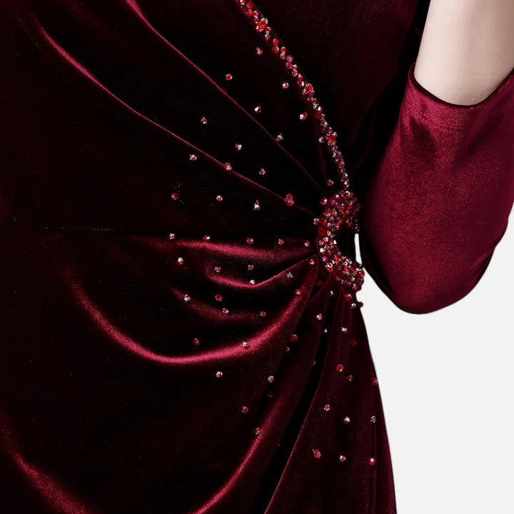 Charles Maison | Women’s Velvet Draped Wrap Dress