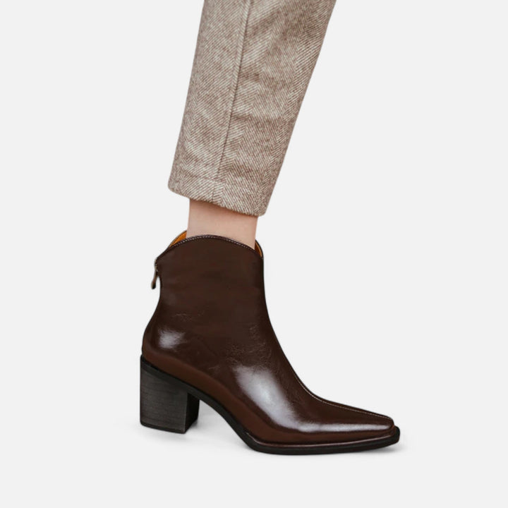 Charles Maison | Women’s Pointed Toe PU Leather Heeled Boots