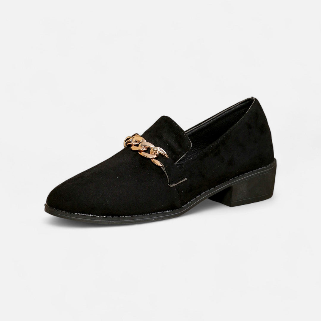 Charles Maison | Women’s Suede Loafers – Leopard Print Mid-Heel