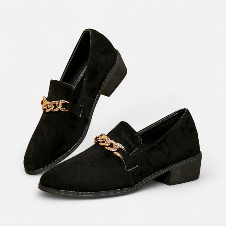 Charles Maison | Women’s Suede Loafers – Leopard Print Mid-Heel