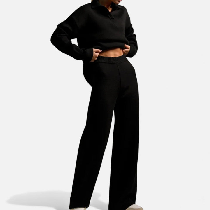 Charles Maison | Women’s Cashmere-Feel Polo Lounge Set with Elegant Knit Detail