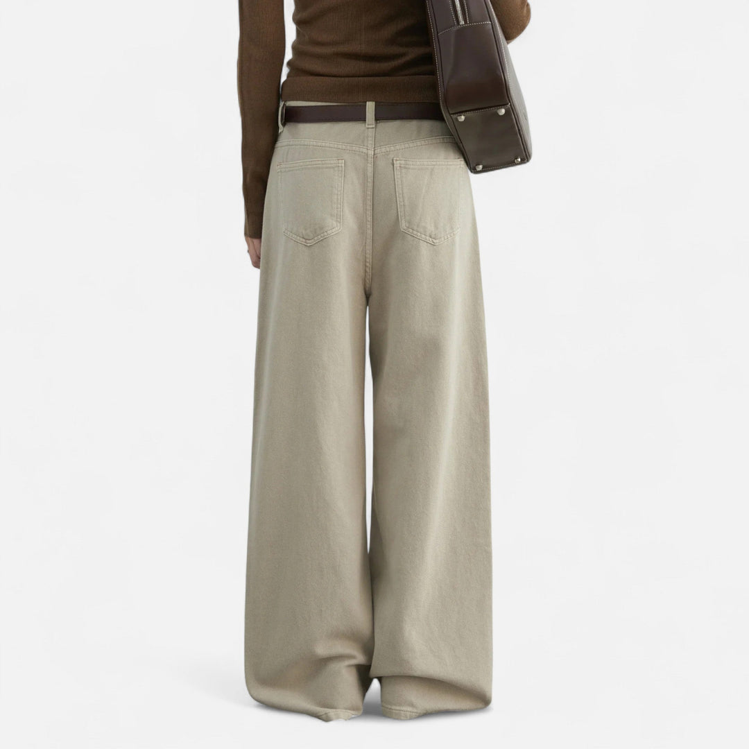 Charles Maison | Women’s High-Waist Cotton Trousers – Wide Leg Elegance