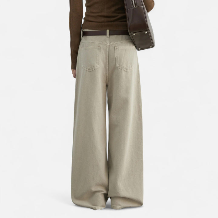 Charles Maison | Women’s High-Waist Cotton Trousers – Wide Leg Elegance