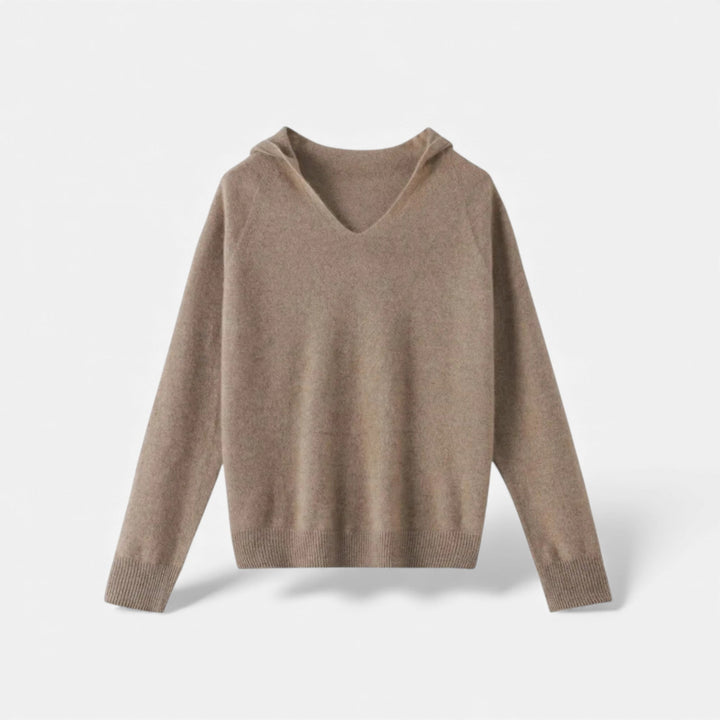 Charles Maison | Women’s Loose Wool Knitted V-Neck Hoodie
