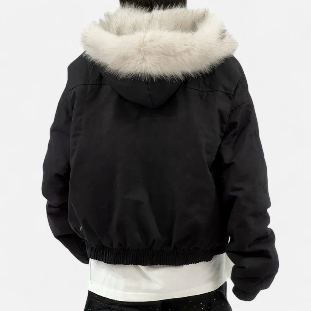 Charles Maison | Women’s Winter Hooded Coat – Fur Collar Vintage Style