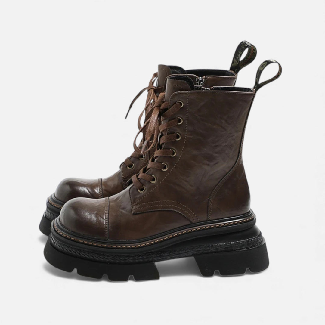 Charles Maison | Women’s Plush-Lined Winter Lace-Up Platform Boots