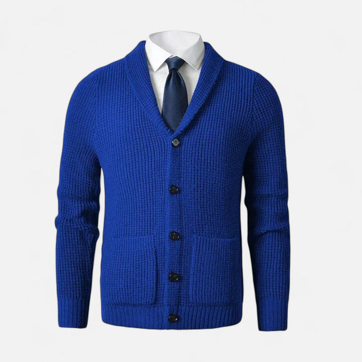 Charles Maison | Men’s Button-Up Premium Wool Cardigan – Classic Slim Fit Style