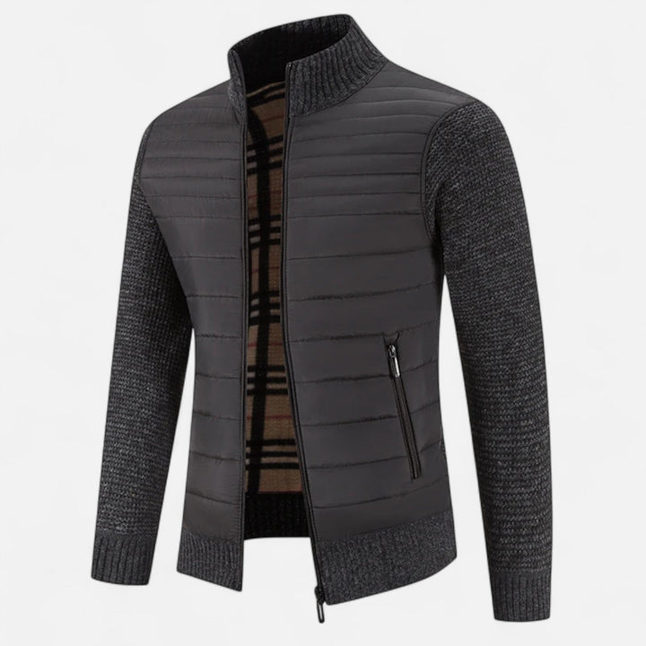 Charles Maison | Men’s Fleece Stand-Collar Patchwork Jacket