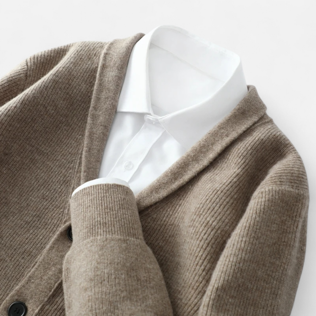 Charles Maison | Men’s Merino Wool Suit-Collar Cardigan