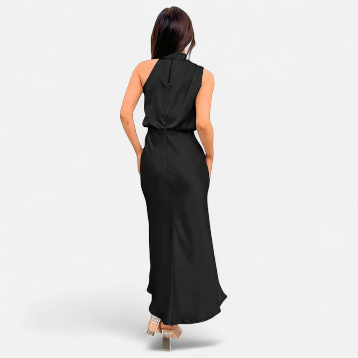 Charles Maison | Women’s Satin Sleeveless Long Dress – Fluid Drape, Timeless Elegance