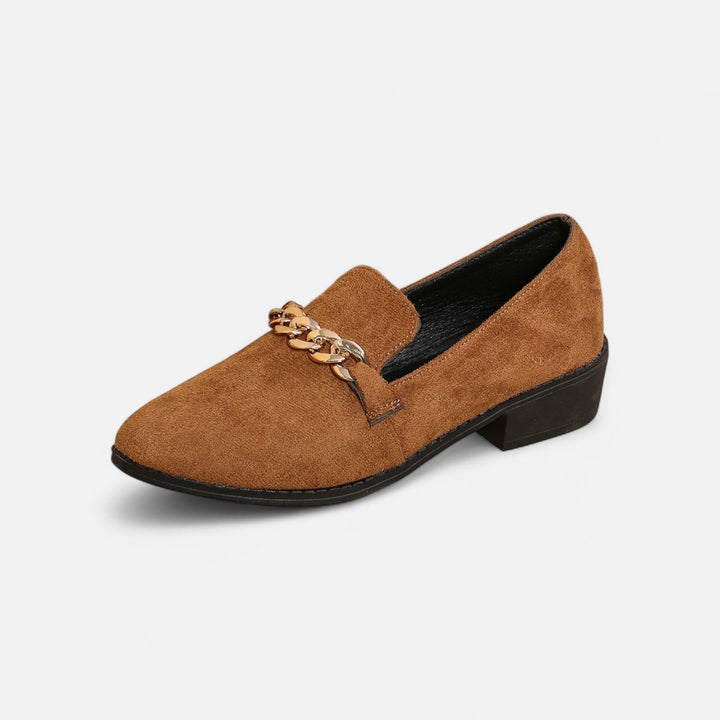 Charles Maison | Women’s Suede Loafers – Leopard Print Mid-Heel