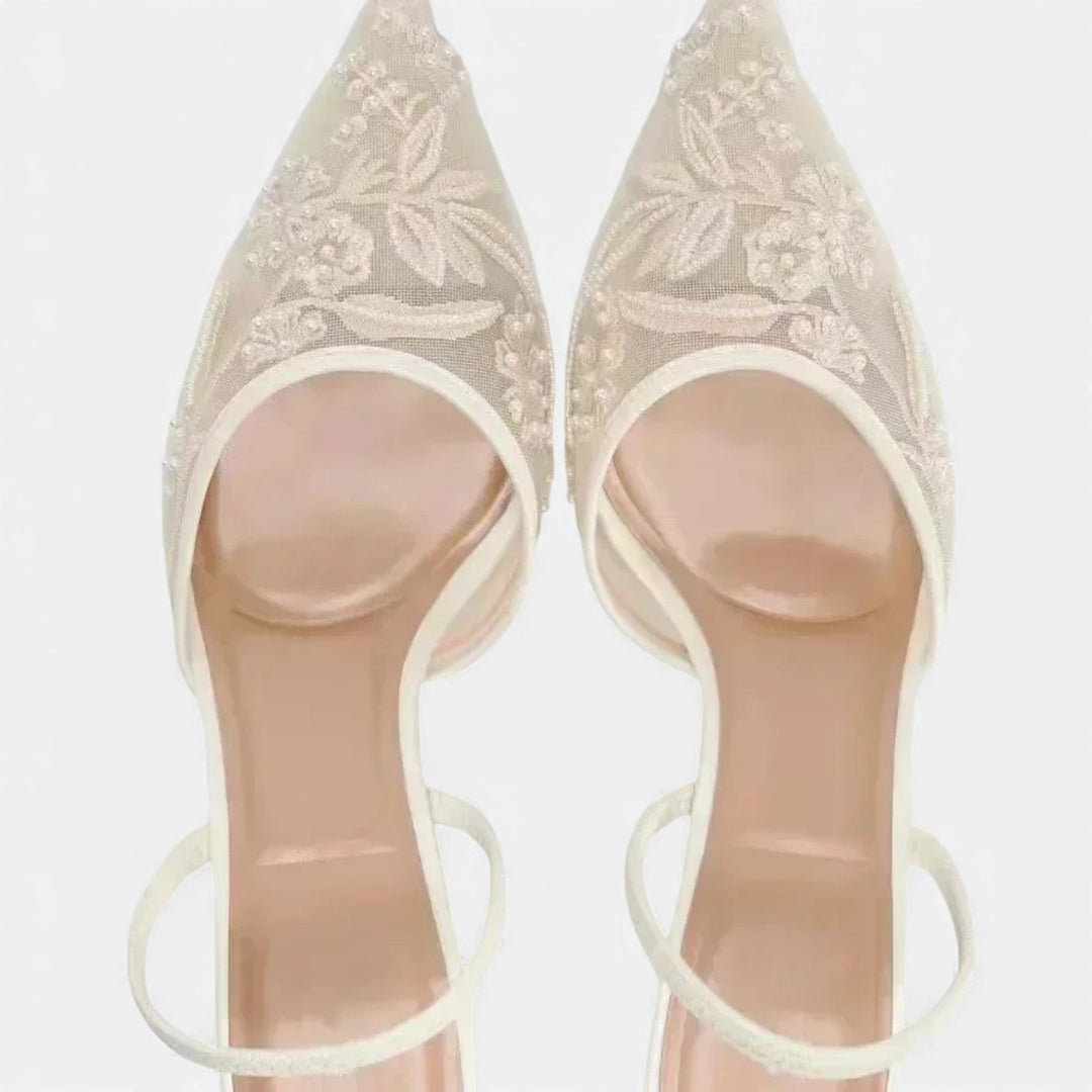 Charles Maison | Women’s Embroidered Mesh Designer Heels