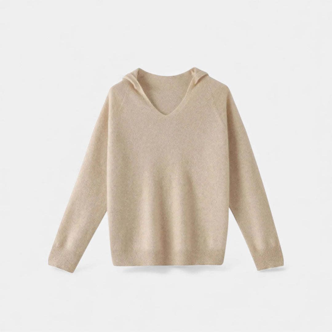 Charles Maison | Women’s Loose Wool Knitted V-Neck Hoodie