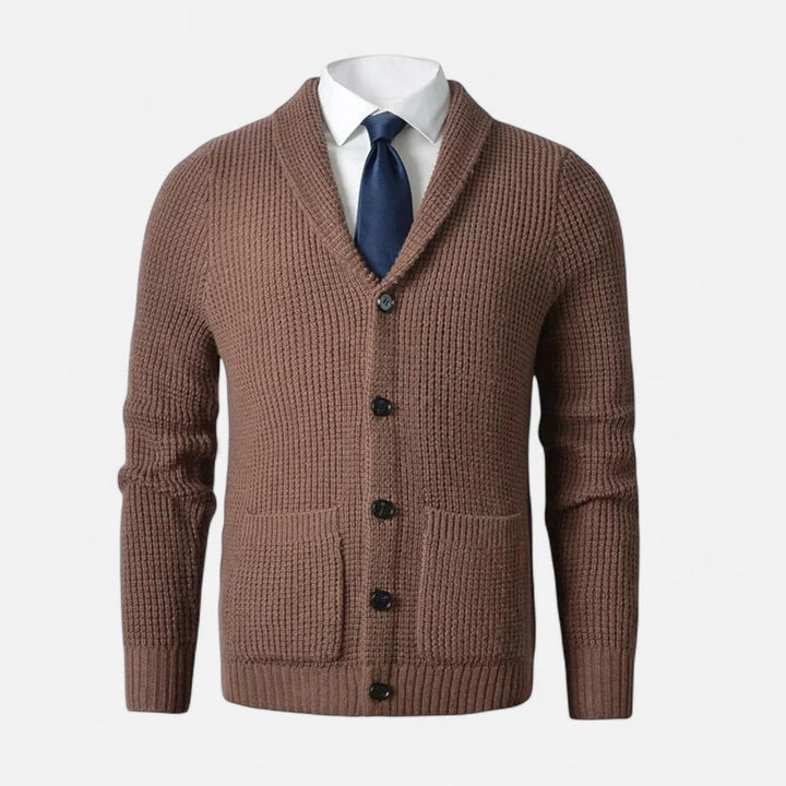Charles Maison | Men’s Button-Up Premium Wool Cardigan – Classic Slim Fit Style