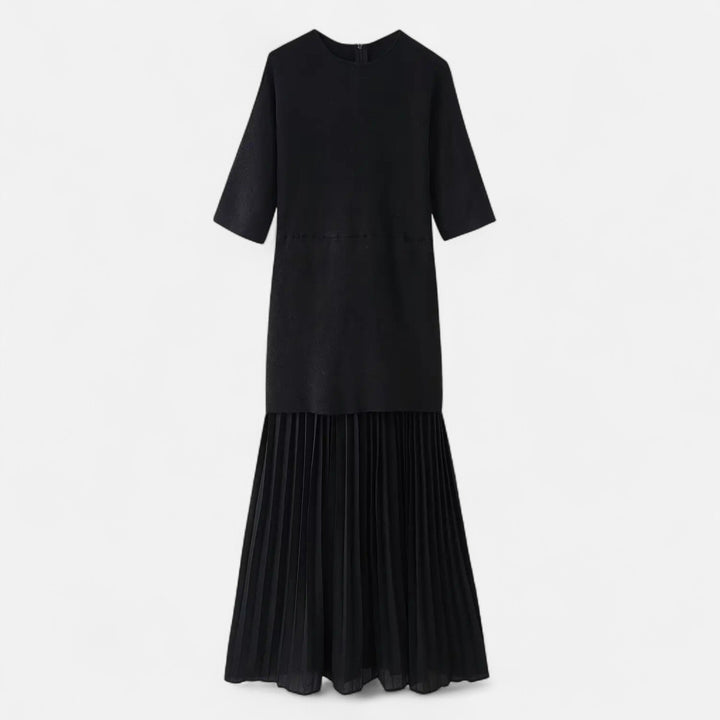 Charles Maison | Women’s Vintage Pleated Dress – Half Sleeve Autumn Elegance