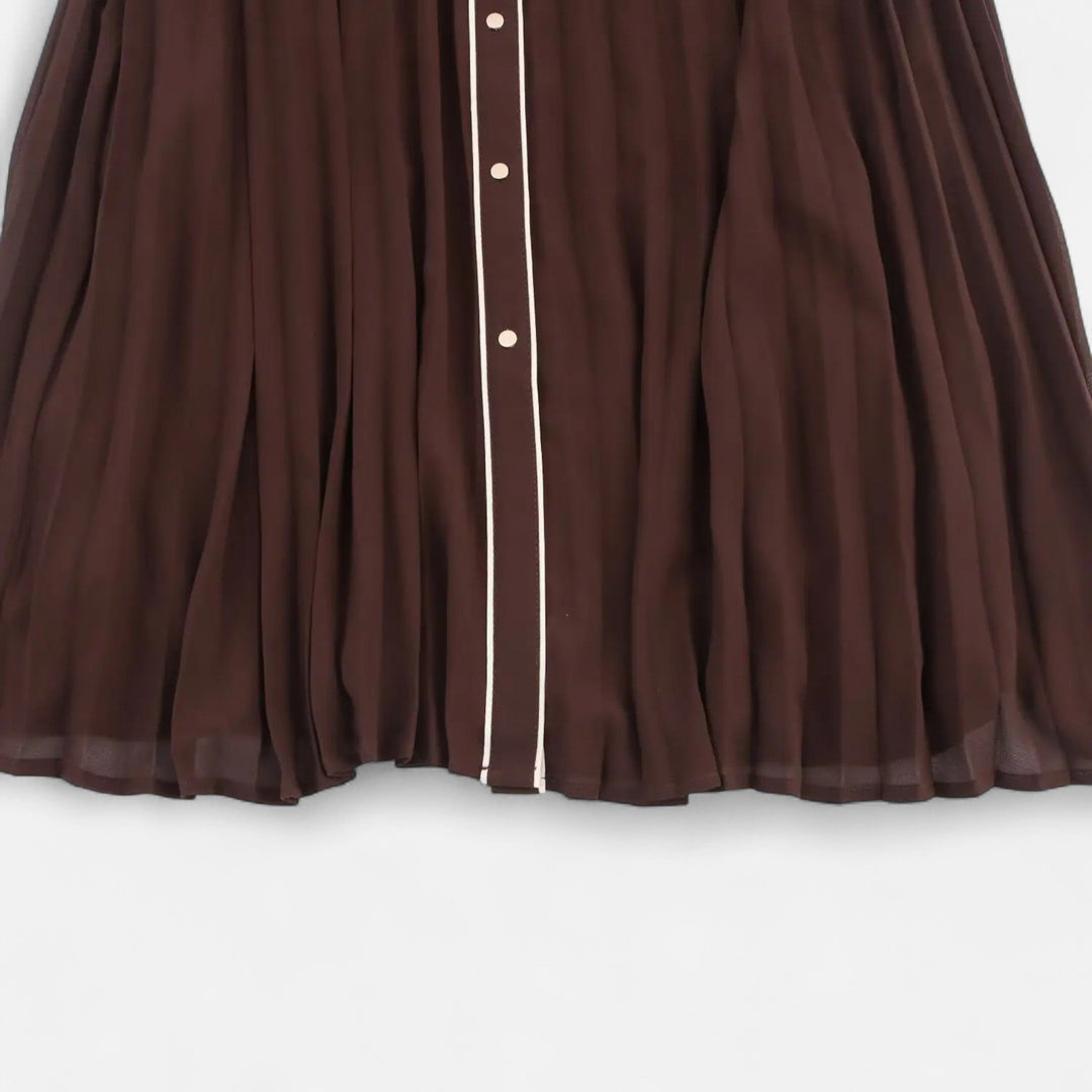 Charles Maison | Women’s Chiffon Midi Dress – Turn-Down Collar Elegance