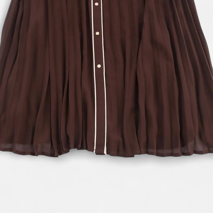Charles Maison | Women’s Chiffon Midi Dress – Turn-Down Collar Elegance