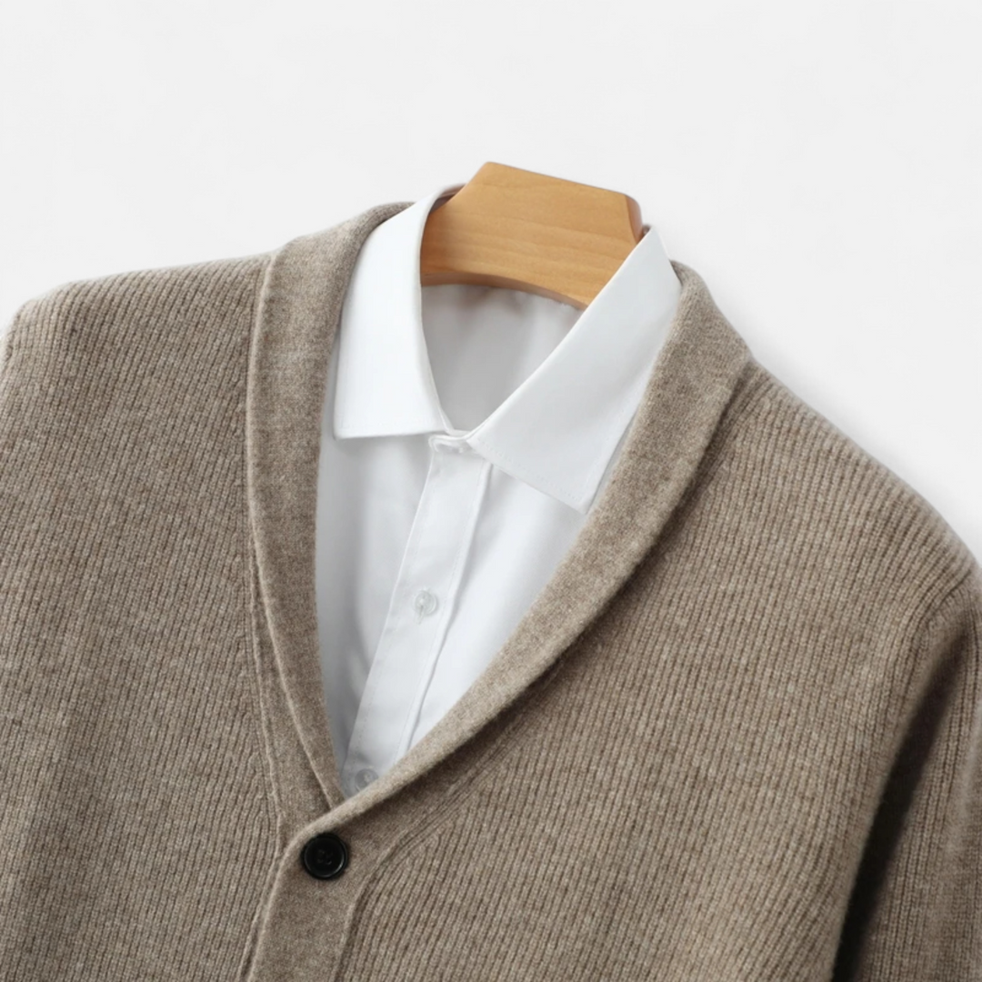 Charles Maison | Men’s Merino Wool Suit-Collar Cardigan
