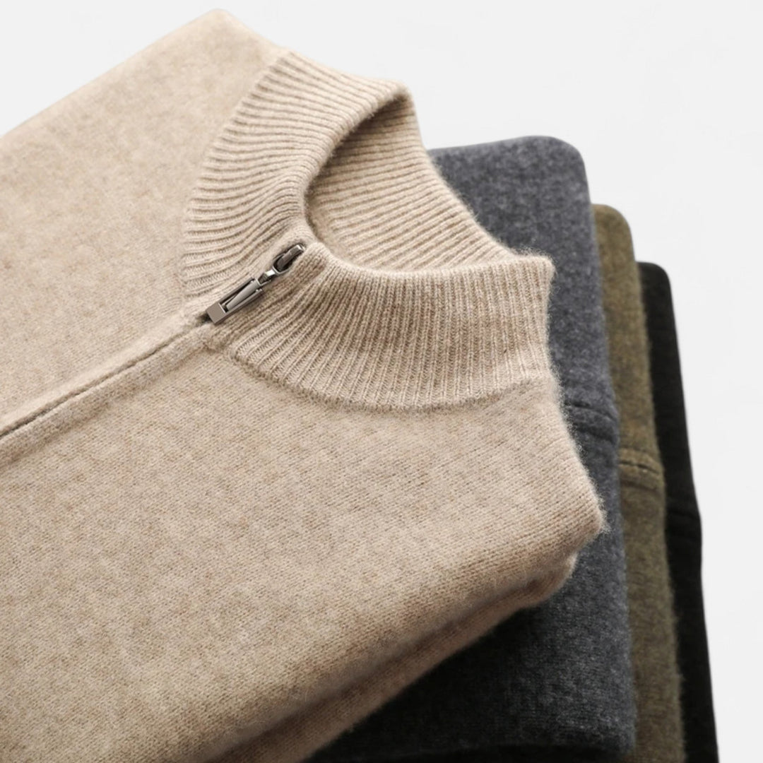 Charles Maison | Men’s Merino Wool Zip Sweater