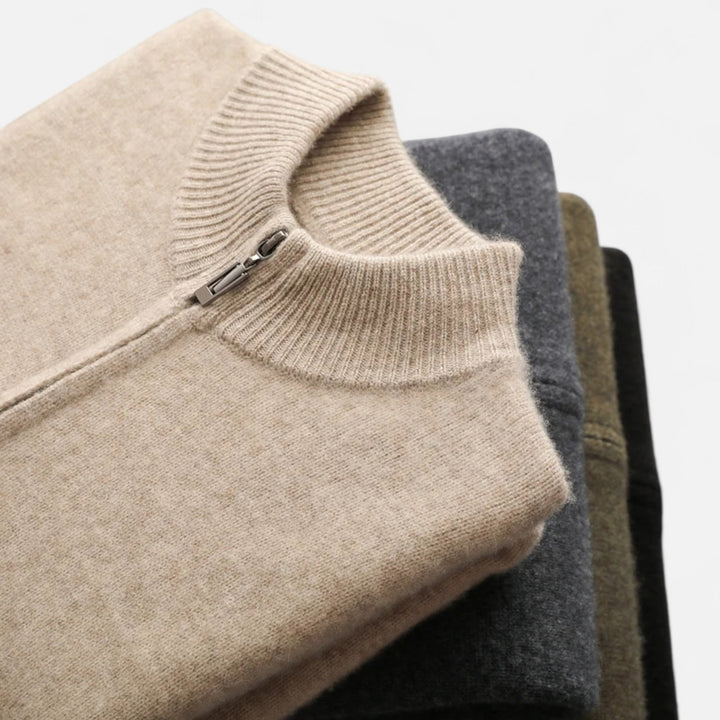 Charles Maison | Men’s Merino Wool Zip Sweater