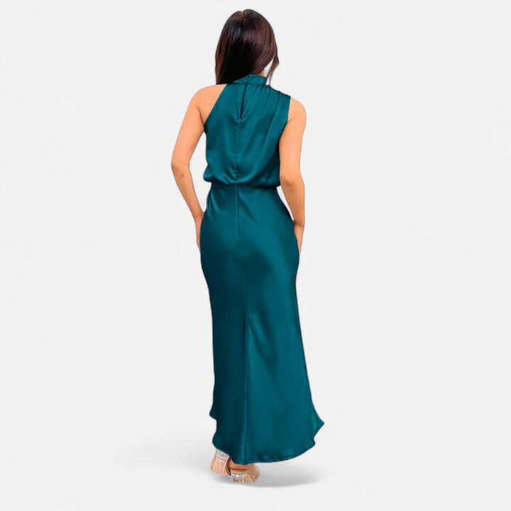 Charles Maison | Women’s Satin Sleeveless Long Dress – Fluid Drape, Timeless Elegance