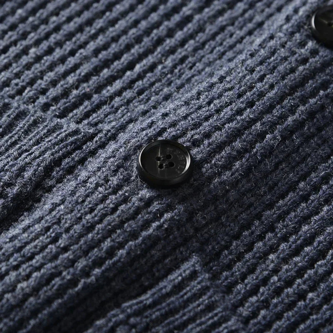 Charles Maison | Men’s Button-Up Premium Wool Cardigan – Classic Slim Fit Style