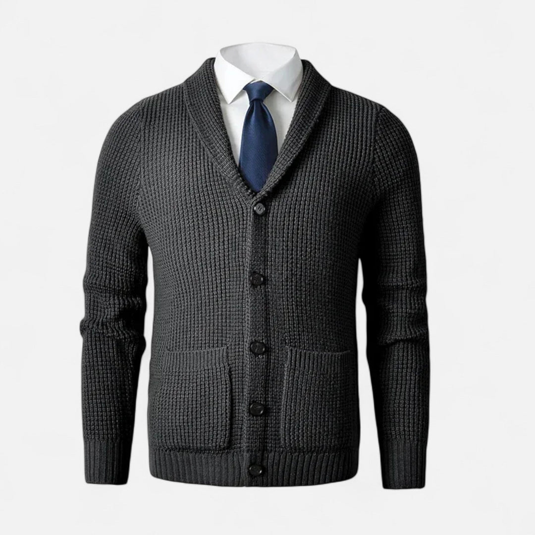 Charles Maison | Men’s Button-Up Premium Wool Cardigan – Classic Slim Fit Style