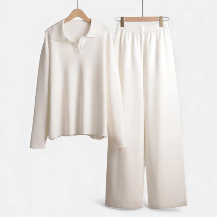 Charles Maison | Women’s Cashmere-Feel Polo Lounge Set with Elegant Knit Detail