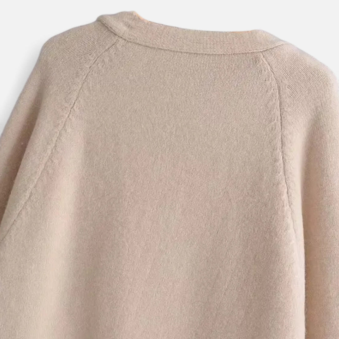 Charles Maison | Women’s Thick Knit Cardigan – V-Neck Autumn Warmth