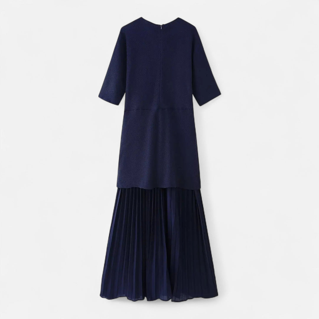 Charles Maison | Women’s Vintage Pleated Dress – Half Sleeve Autumn Elegance