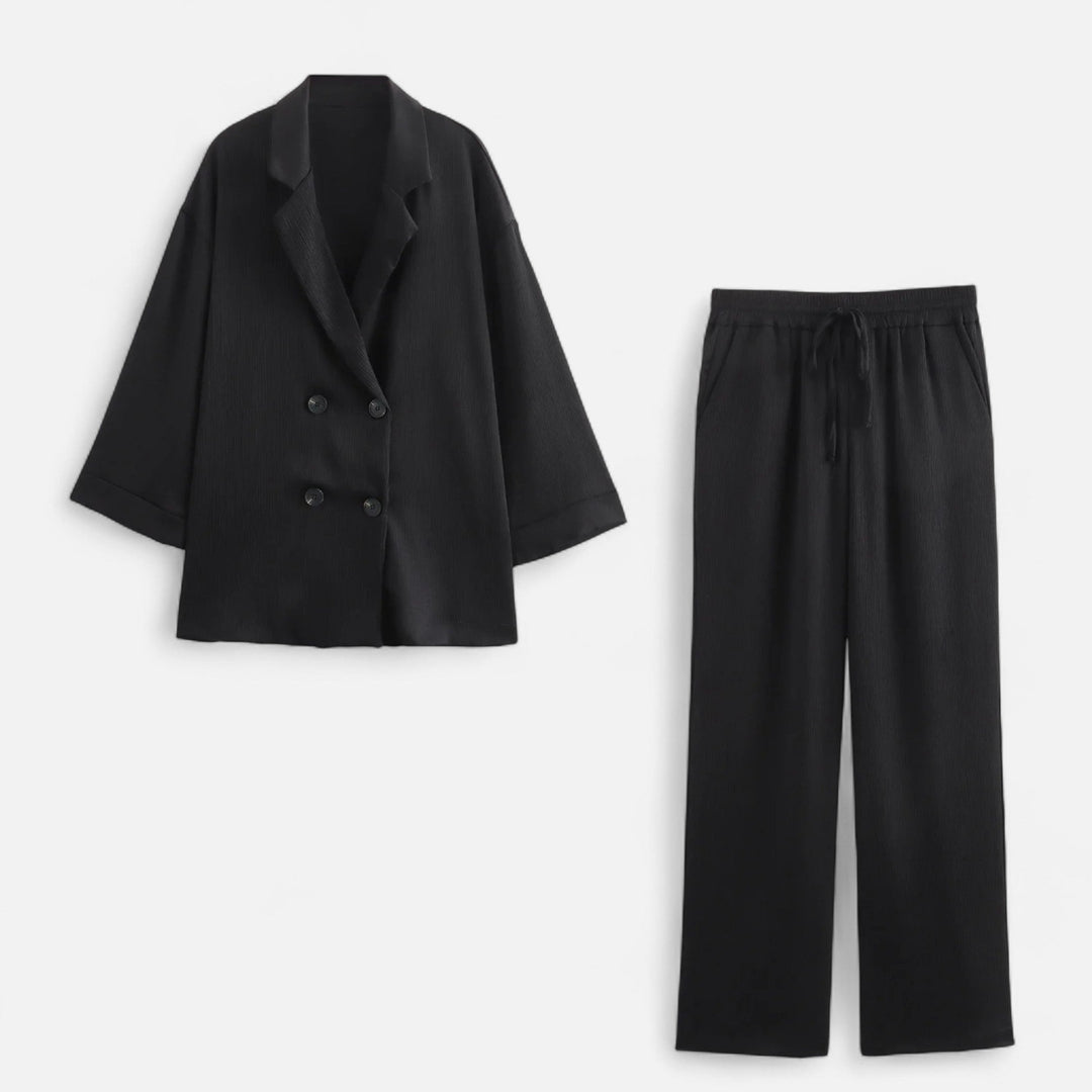 Charles Maison | Women’s Wrinkled Suit Jacket & Pants Set – Sculpted Autumn Elegance