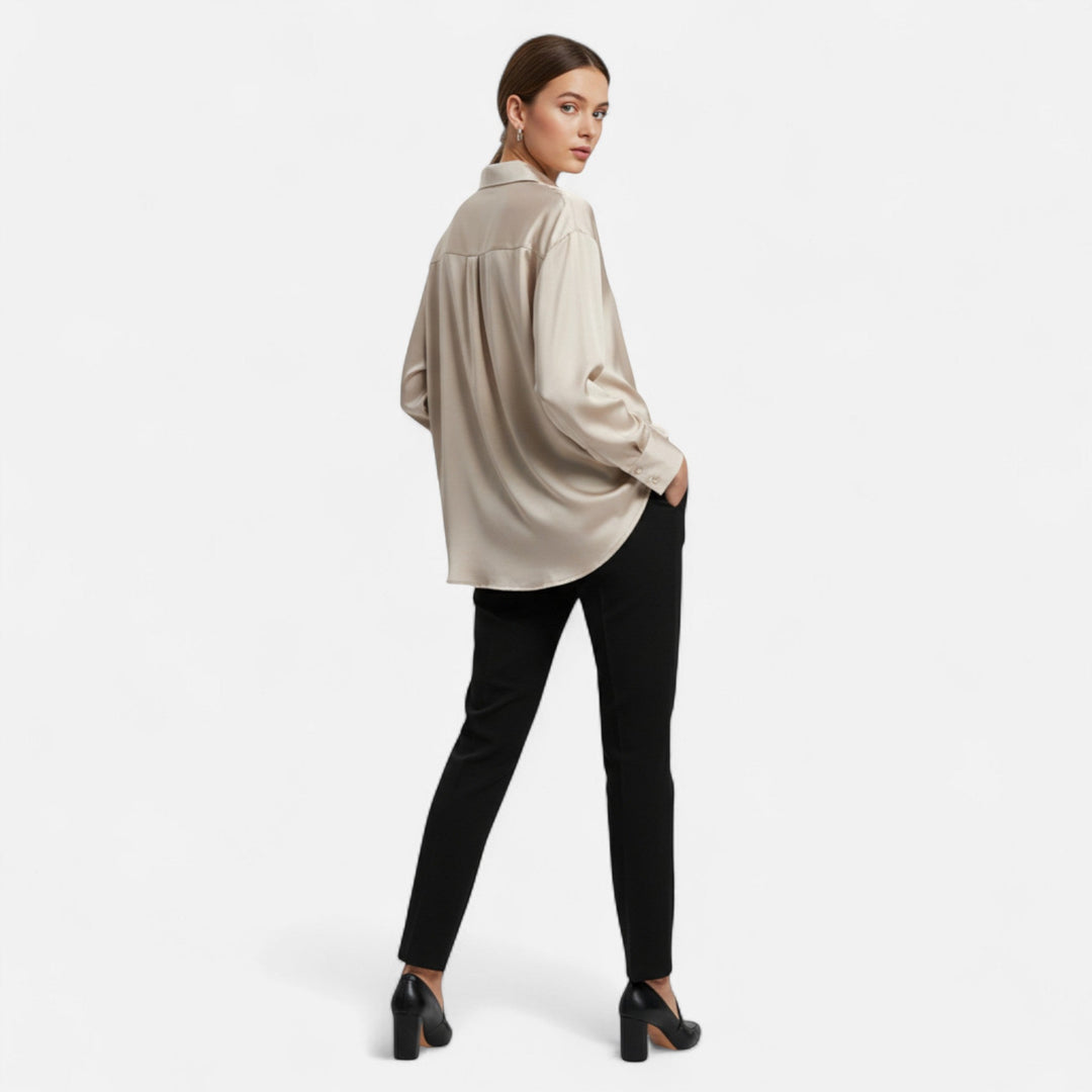 Charles Maison | Women’s Silk Satin Blouse – Autumn Poise Edition