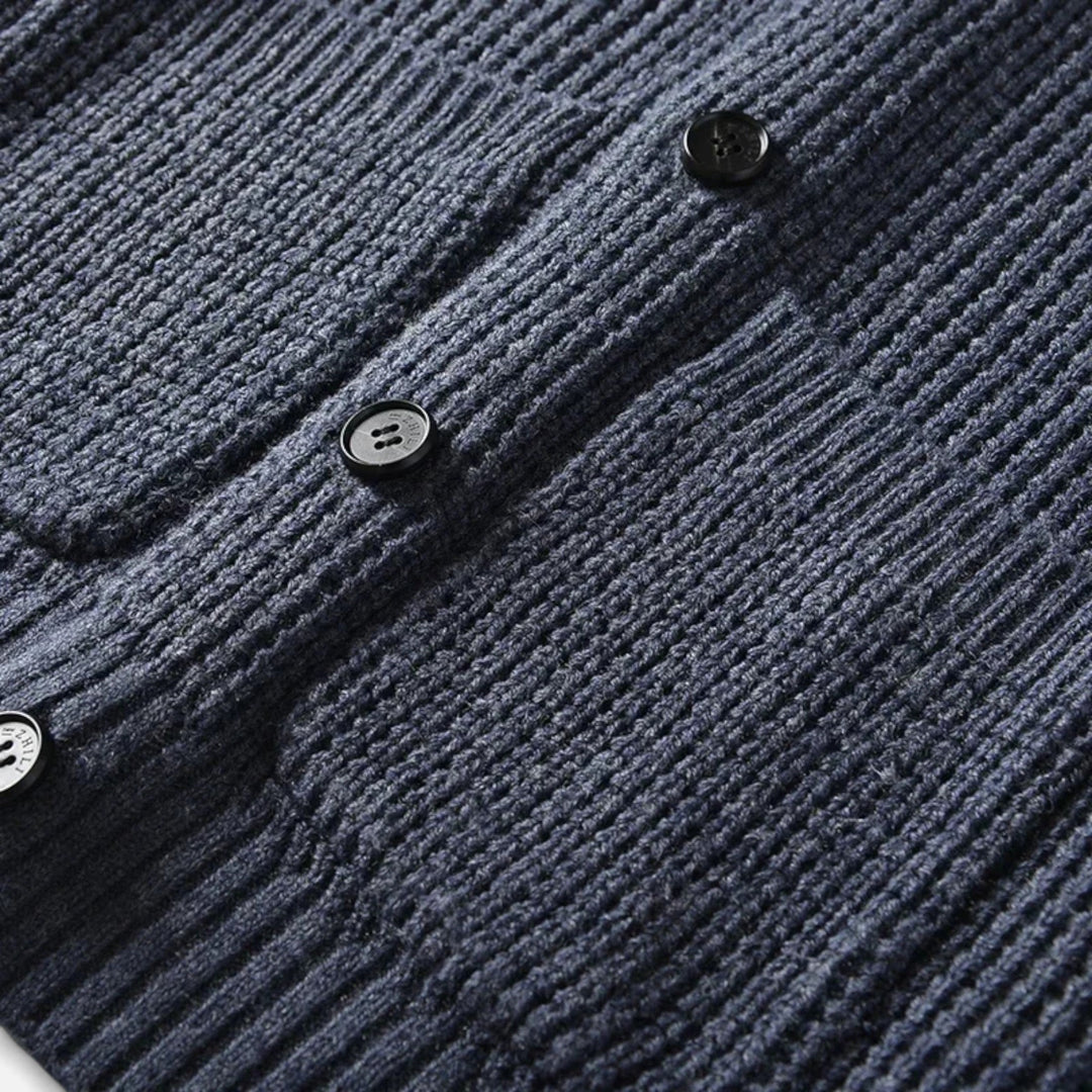 Charles Maison | Men’s Button-Up Premium Wool Cardigan – Classic Slim Fit Style