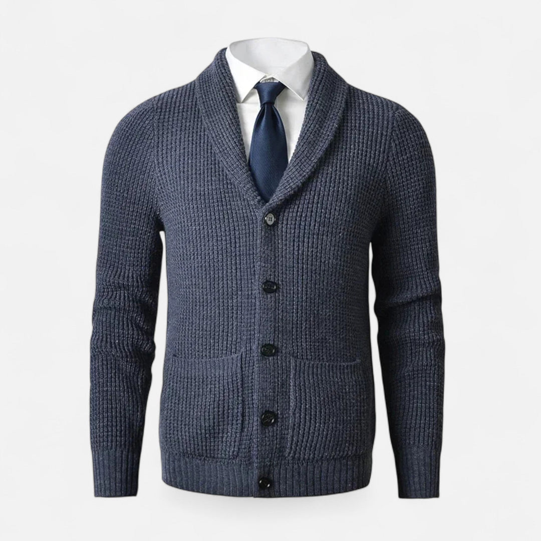 Charles Maison | Men’s Button-Up Premium Wool Cardigan – Classic Slim Fit Style