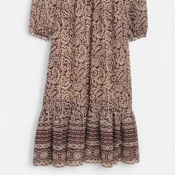 Charles Maison | Women’s Printed Midi Dress – V-Neck Autumn Elegance