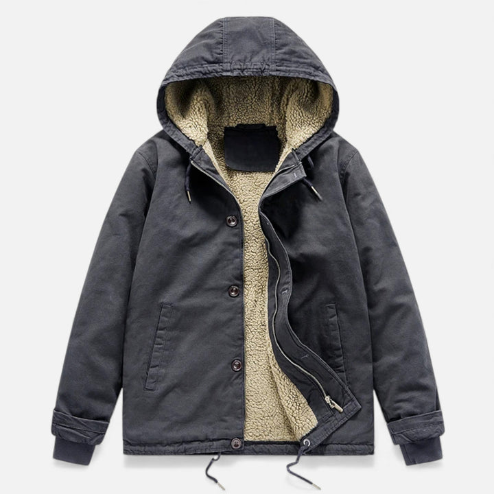 Charles Maison | Men’s Lamb Fleece Hooded Winter Coat