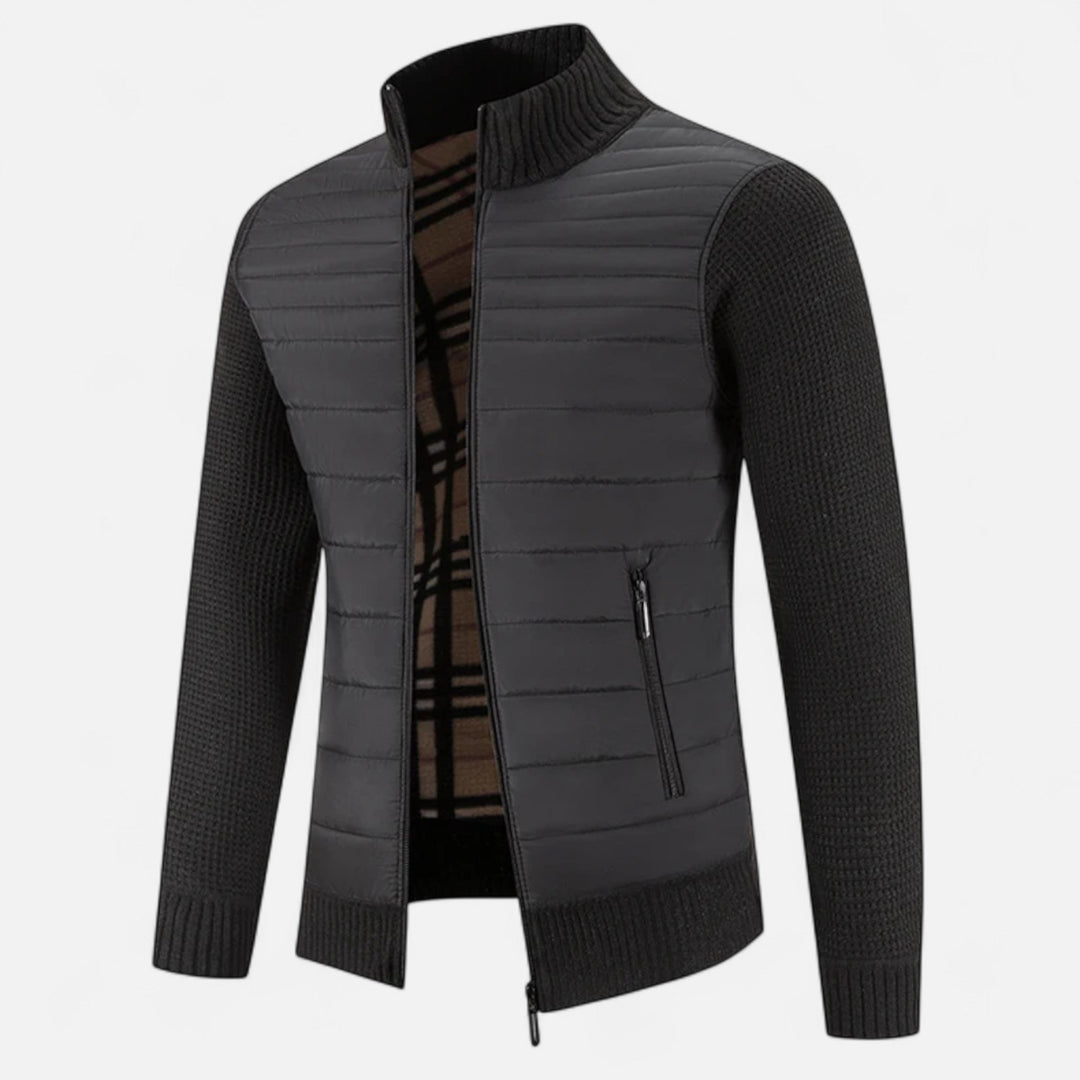 Charles Maison | Men’s Fleece Stand-Collar Patchwork Jacket