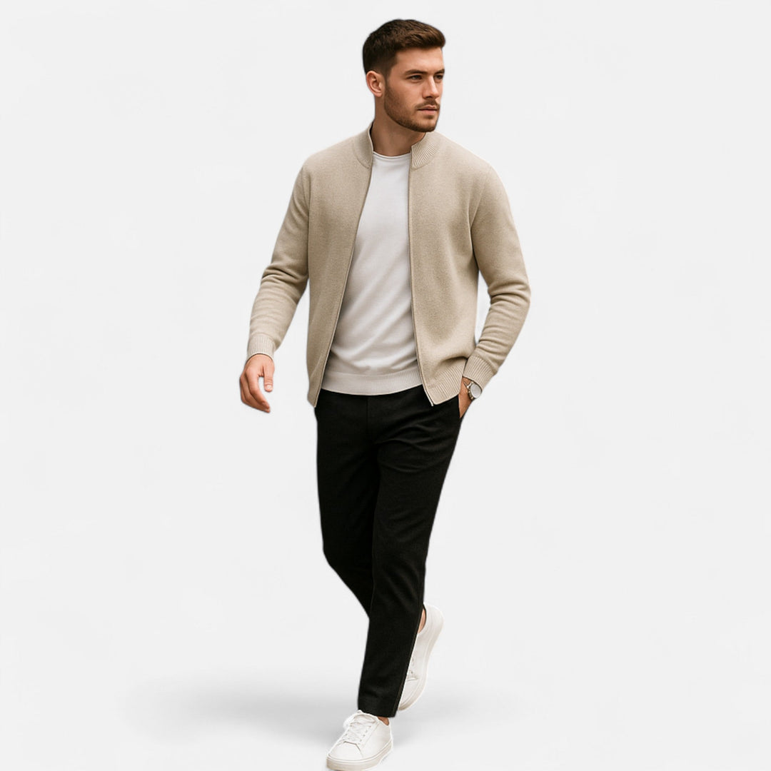 Charles Maison | Men’s Merino Wool Zip Sweater