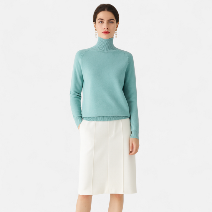 Charles Maison | Women's Merino Wool & Cashmere Mock-Neck Sweater