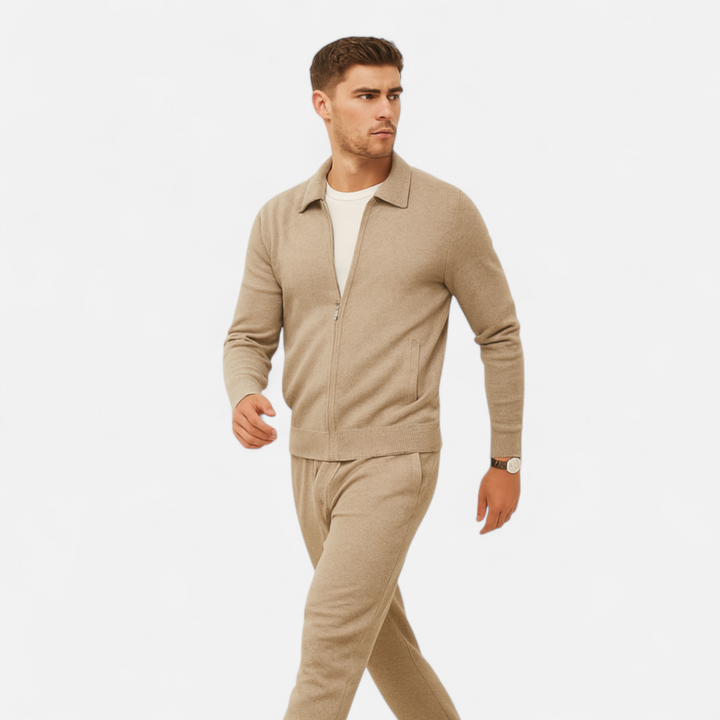 Charles Maison | Men’s Wool-Cashmere Zip Business Sweater