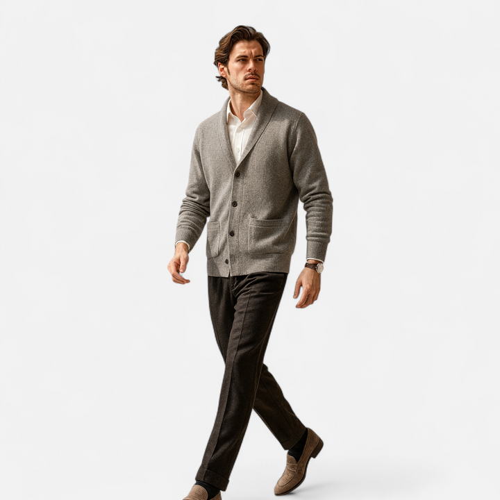 Charles Maison | Men’s Merino Wool Suit-Collar Cardigan