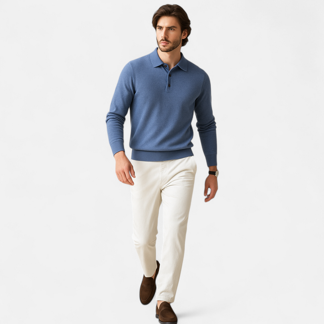 Charles Maison | Men’s Merino Wool Polo Sweater